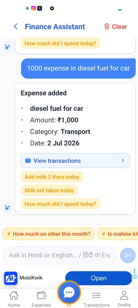 ExMan Finance Assistant AI chat